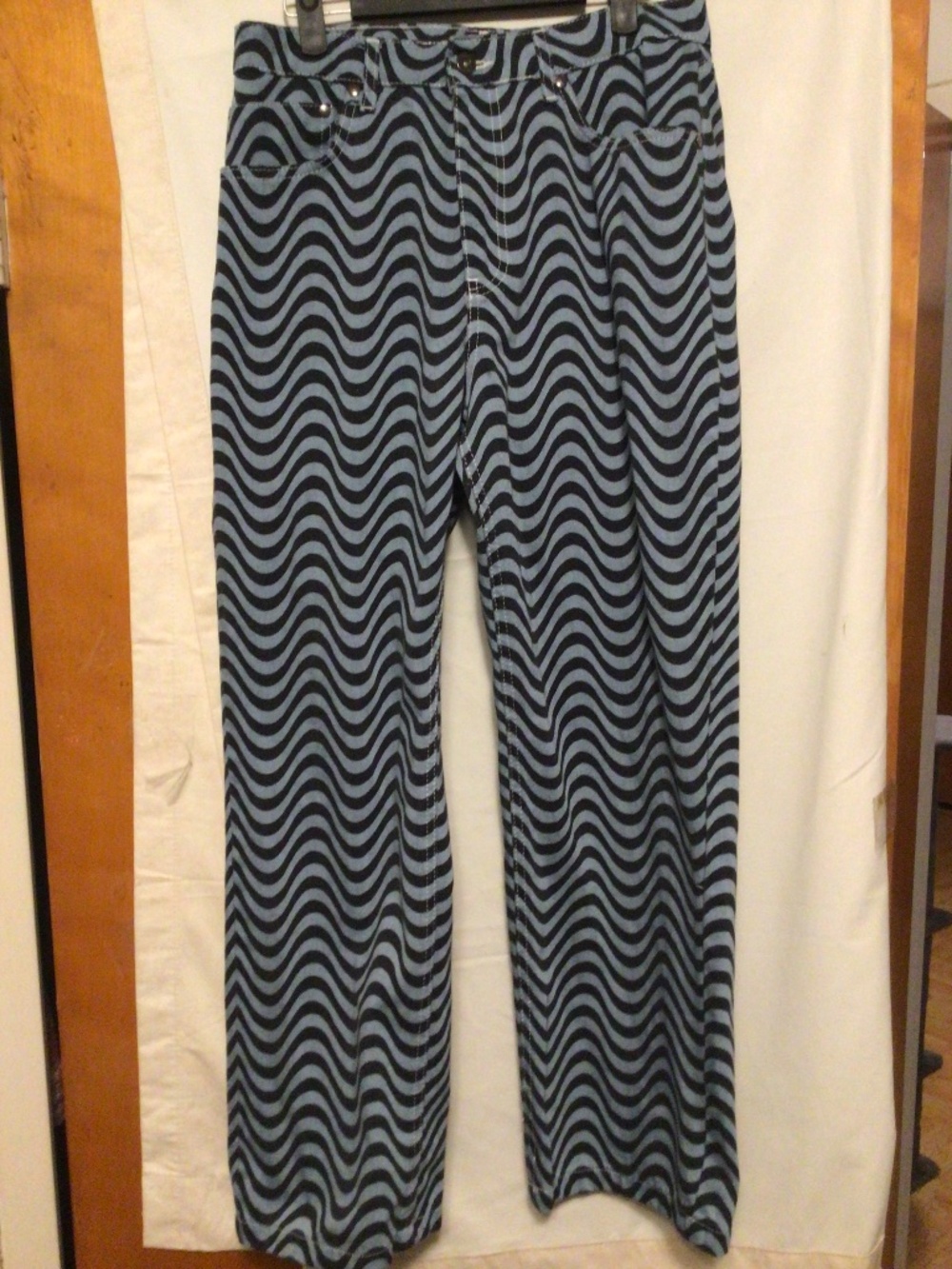 Ragged wave pattern punk festival jeans SZ 30